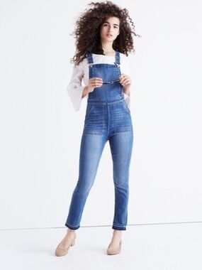 MADEWELL Skinny Overalls Drop Hem in Indigo Wash - M